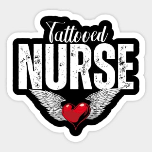 Tattooed Nurse Wings & Heart Sticker